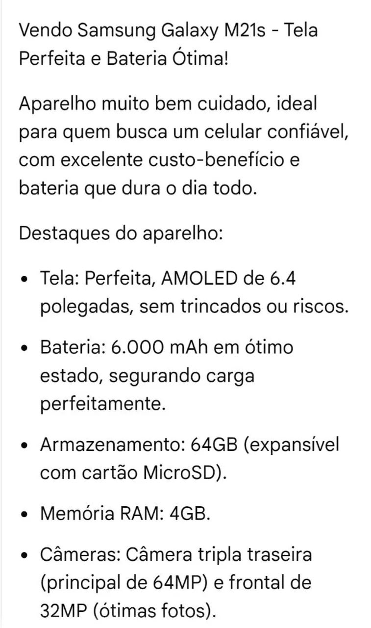 Celular Samsung M21s - Perfeito Estado - Apenas: $399,00. - Foto 2
