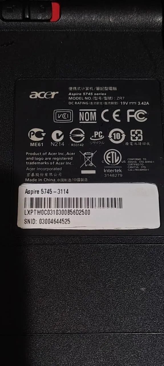 NOTEBOOK ASPIRE 5745 ( DEFEITO - DESCRIÇÃO ) - Foto 3