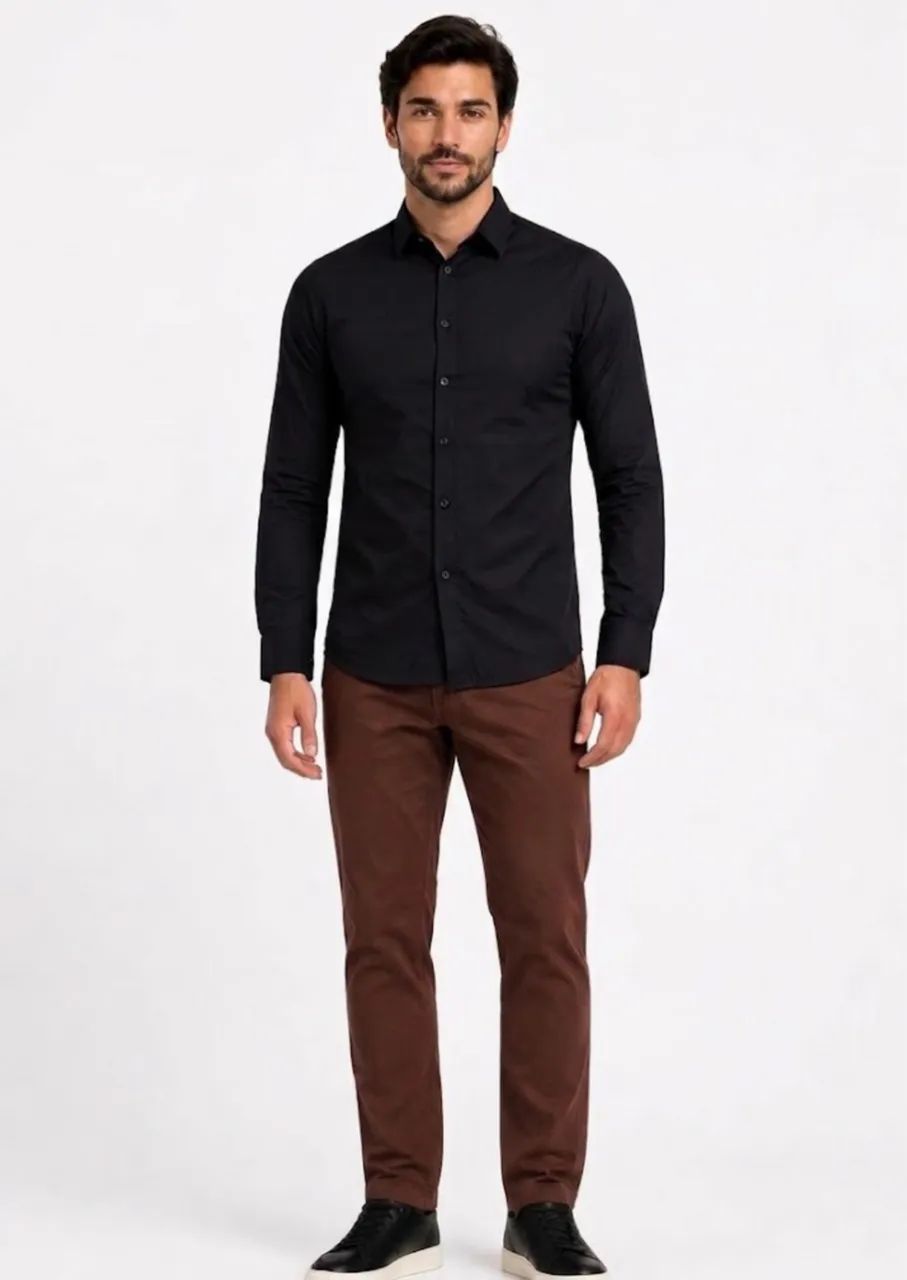 Kit Calça Sarja e Camisa Social Longa 