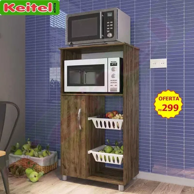 Porta Forno e Micro Kely Com Cestinha Cor Itauba