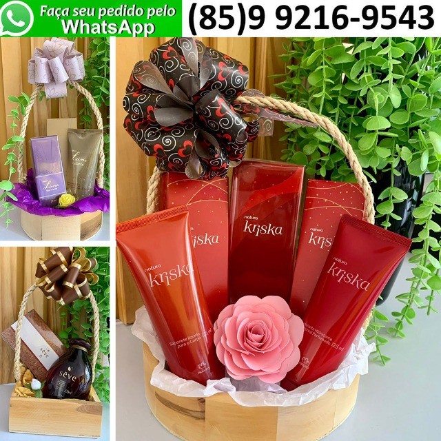 Kits Cesta Presente Feminino Para Mulher Perfume Hidratante Deo Corporal Sabonete Natura 