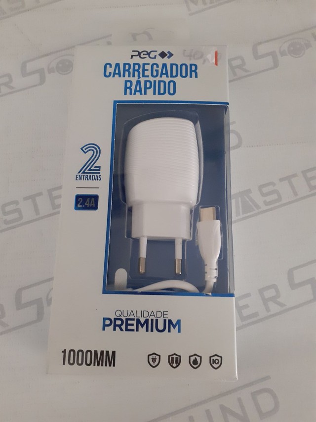 Kit carregador rápido de parede. Com 2 entradas usb. Cabo  com entrada tipo c.  Novo.  - Foto 3