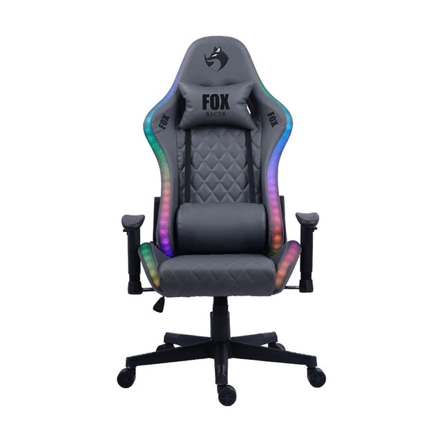 Cadeira Gamer Fox Racer RGB - Cinza com Iluminação - NOVA LACRADA / LOJA FÍSICA