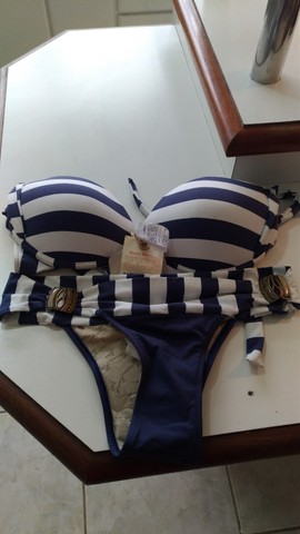 Biquini Morena Rosa Azul e Branco Tam. M