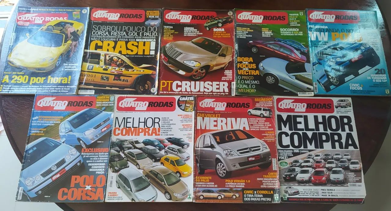 Lote de 9 revistas Quatro Rodas Anos 2000 - Livros e revistas