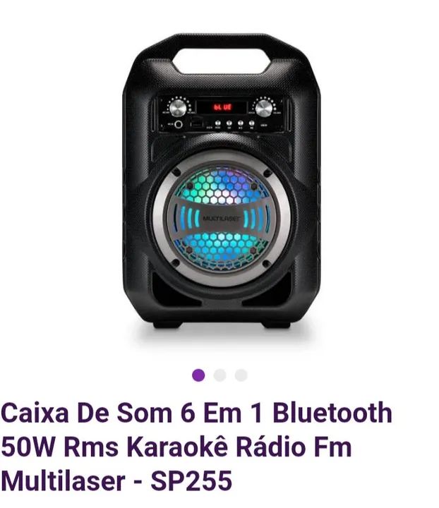 Caixa de som Multilaser SP 255 6 em 1 bluetooth USB FM Bat recarregável 
