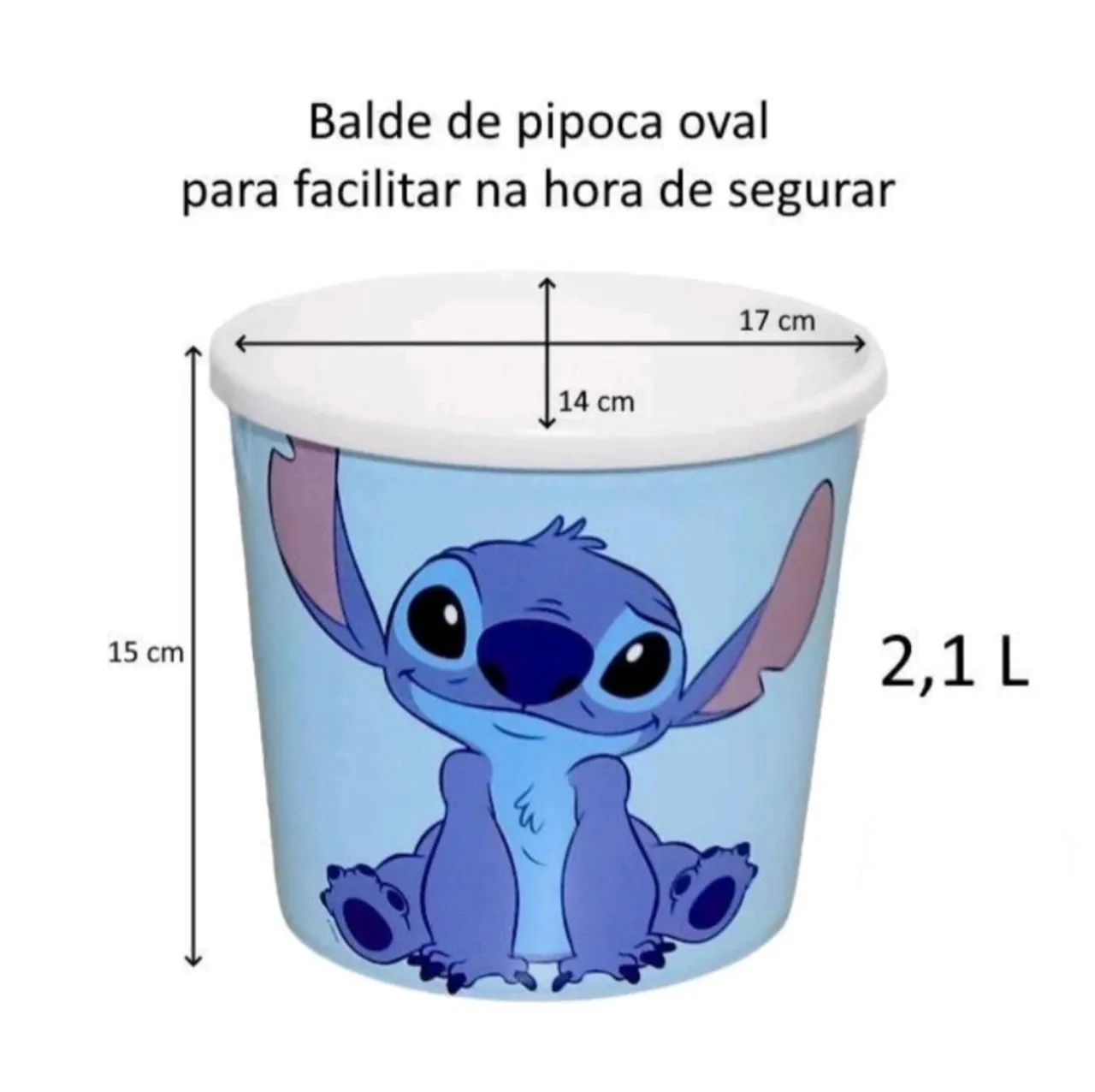 Balde de Pipoca Stitch, oficial Plasutil (2,1 litros) - Foto 2