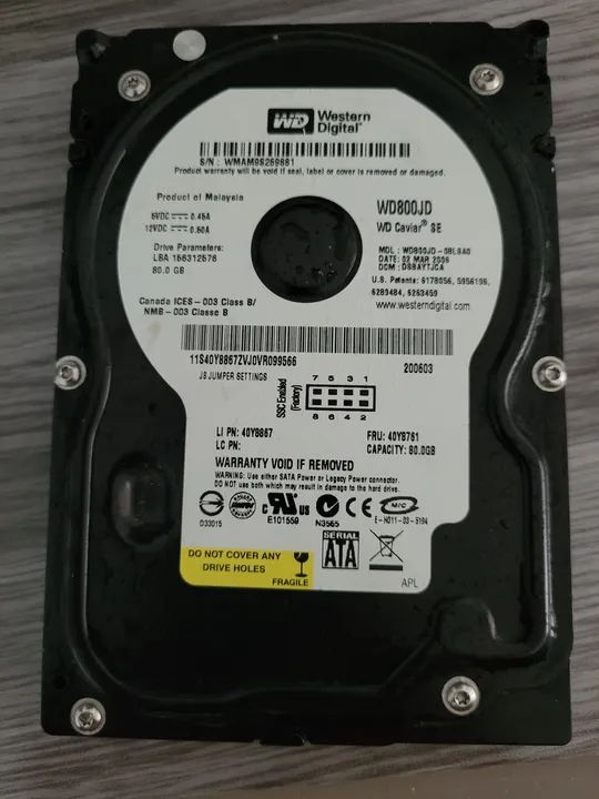 3 HDs de Computador - 80Gb, 150Gb e 200Gb