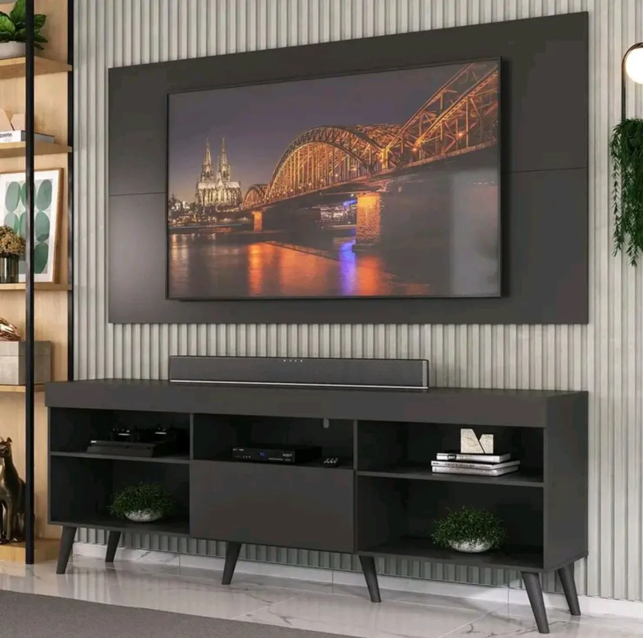 Rack Com Painel Para TV Até 60 Polegadas Com Design Moderno e Elegante!