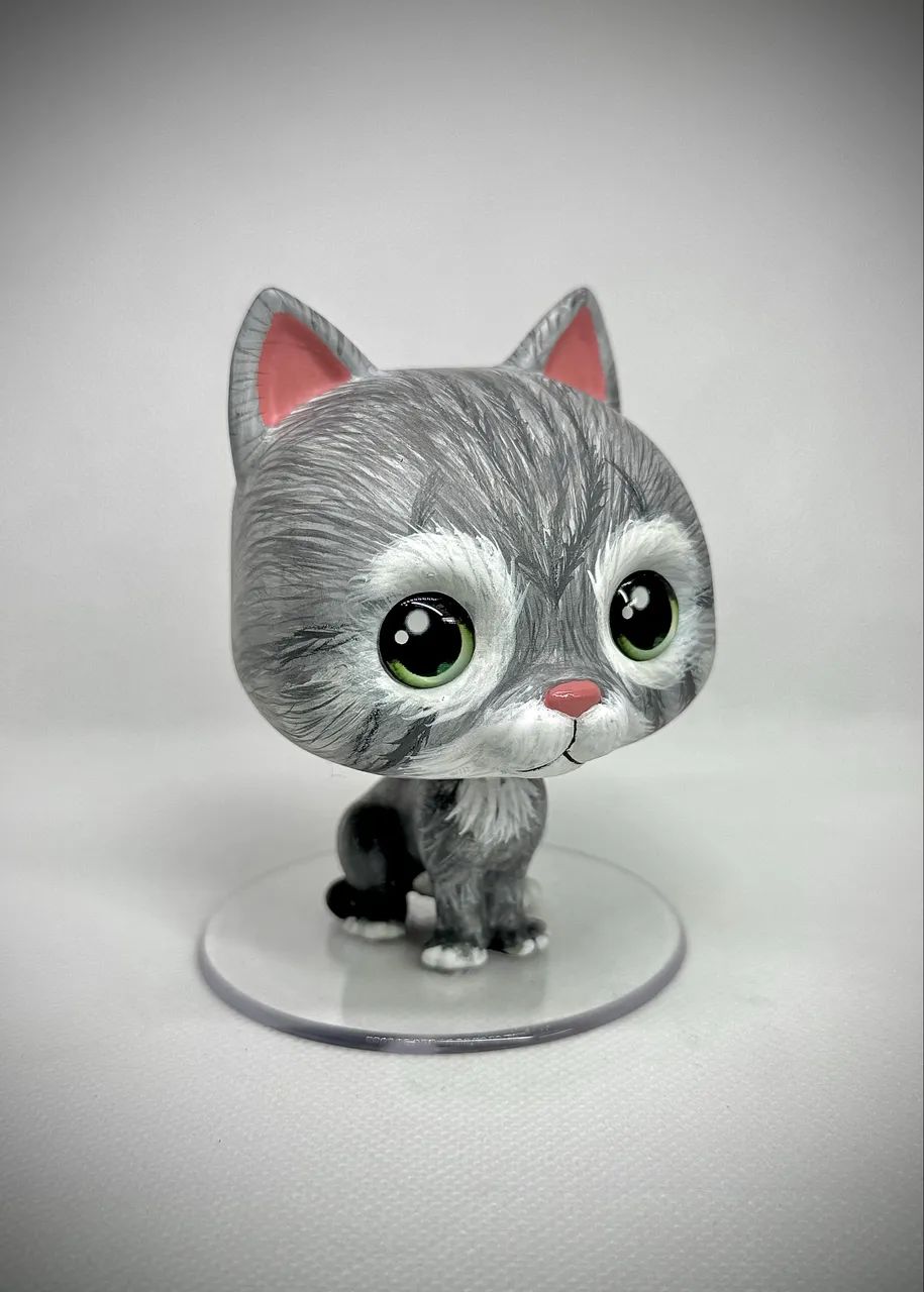 Pet pop miniatura realista - Gatinho cinza rajado  - Foto 2