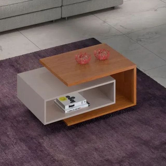 !!! ENTREGA GRATIS !!! Mesa de Centro Diva Candian Cinamomo/Off Larg. 0.88m - JCM