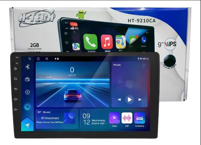 Central Multimídia H-Tech 9" IPS Android CarPlay GPS Wi Fi Bluetooth EasyConnect Quad-Core - Foto 5
