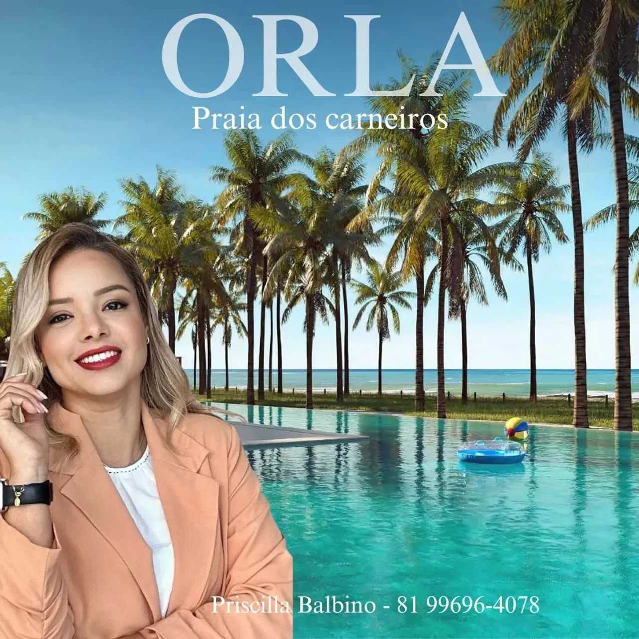 Flats beira mar de Carneiros | Orla Praia dos carneiros | Apartamento 3 quartos 80m² de pu