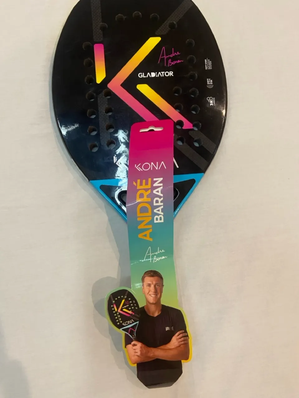 Raquete de Beach Tennis Andre Baran Gladiator Kona PARA SAIR HOJE VALOR TOP
