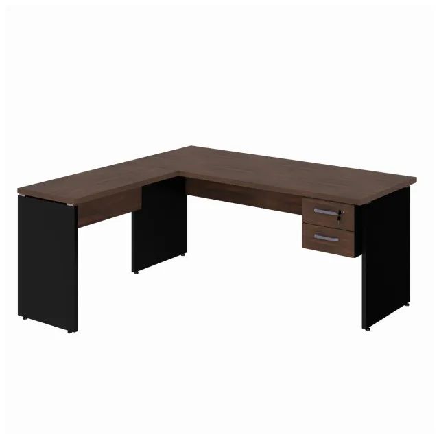 Mesa em L 1,70m + Auxiliar com 2 Gavetas Marsala Preto Amplo Espaço Escritório 23479 - Foto 2
