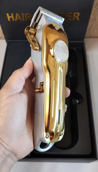 Maquina Profissional de Cortar Cabelo Kemei Gold - Foto 2