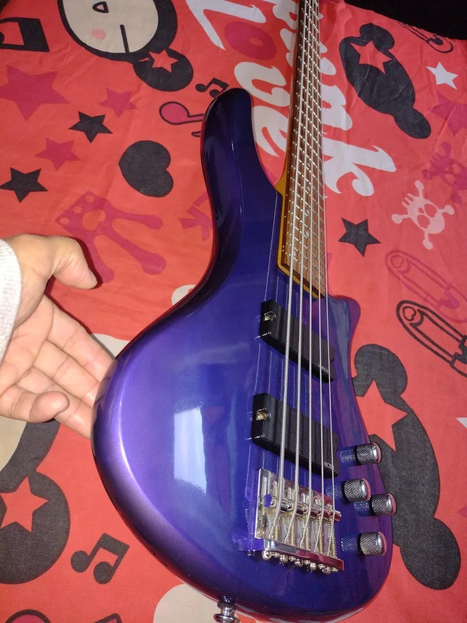 Baixo 5 Cordas Azul Metálico