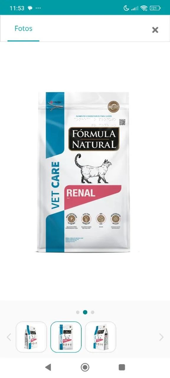 Ração Fórmula Natural Vet Care Renal para Gatos Adultos 7 Kg