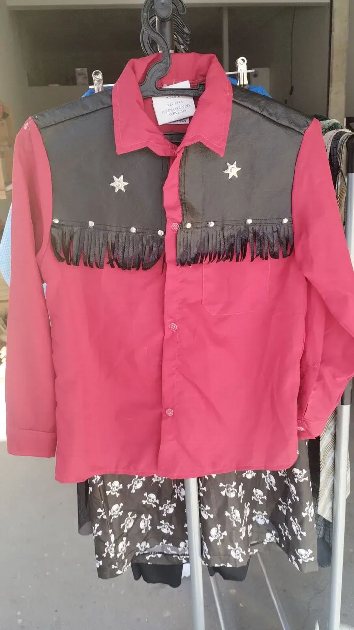 Camisa Country Infantil Vermelha com Detalhes
