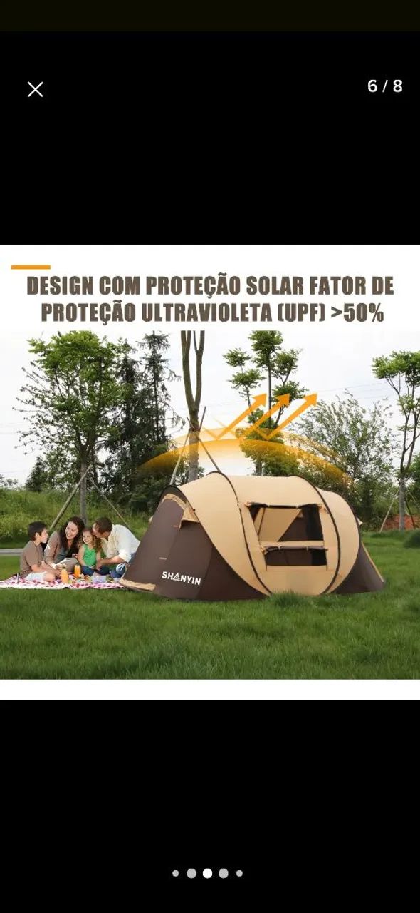 Barraca  de Camping acampamento automaticamente 5-6 pessoas marrom claro - Foto 4