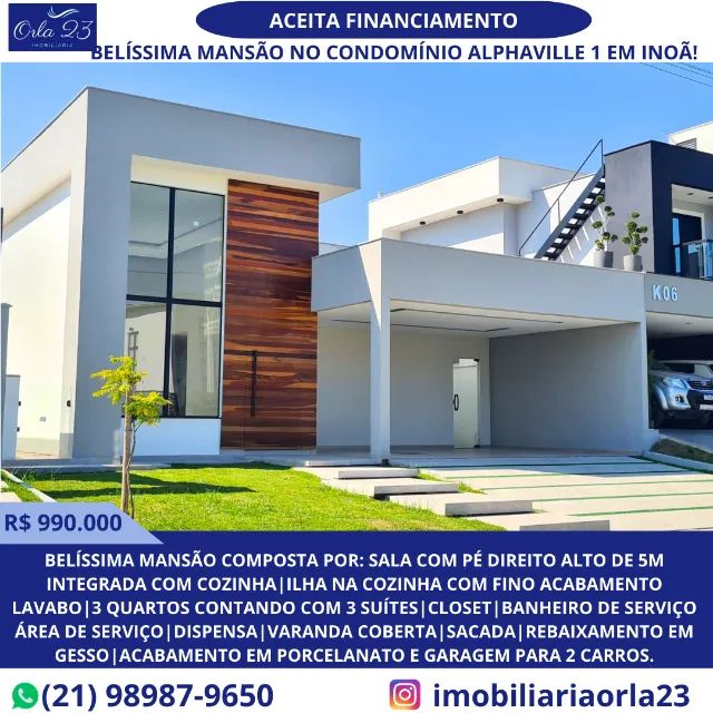 ALPHAVILLE 1! ORLA 23 IMOBILIÁRIA! Belíssima mansão em condomínio!