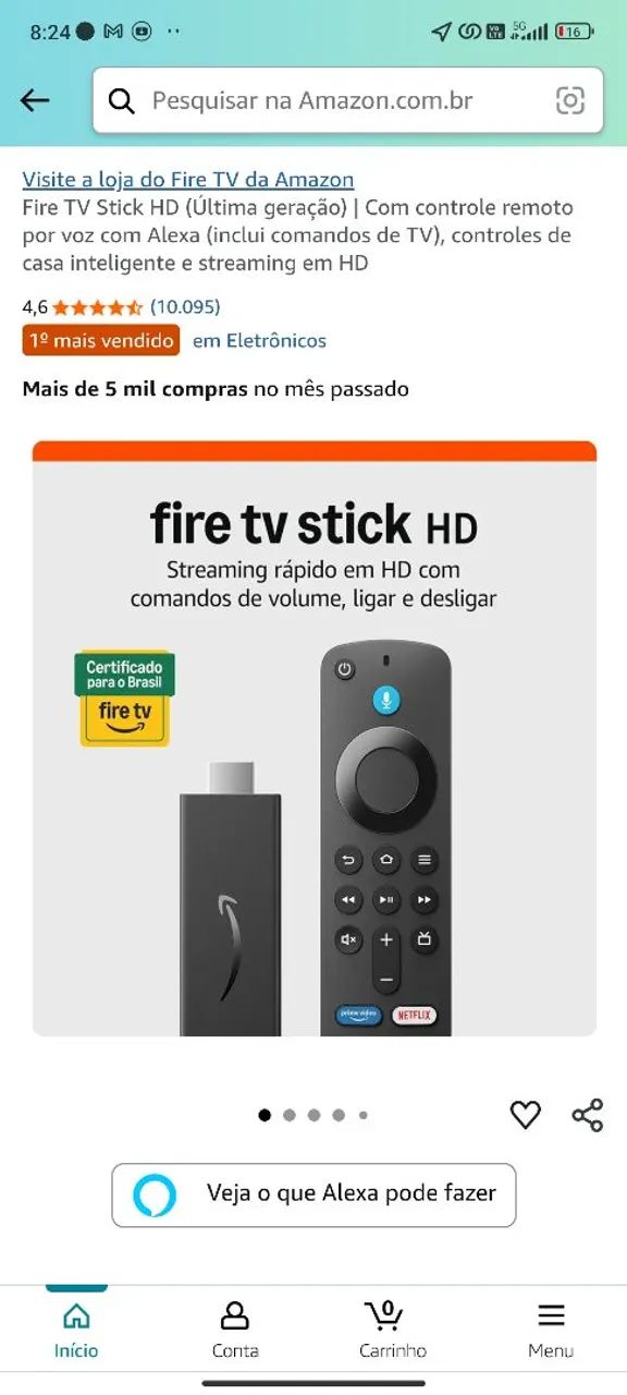Fire TV Stick HD - 8GB - Wi-fi 5 - Amazon - Foto 4