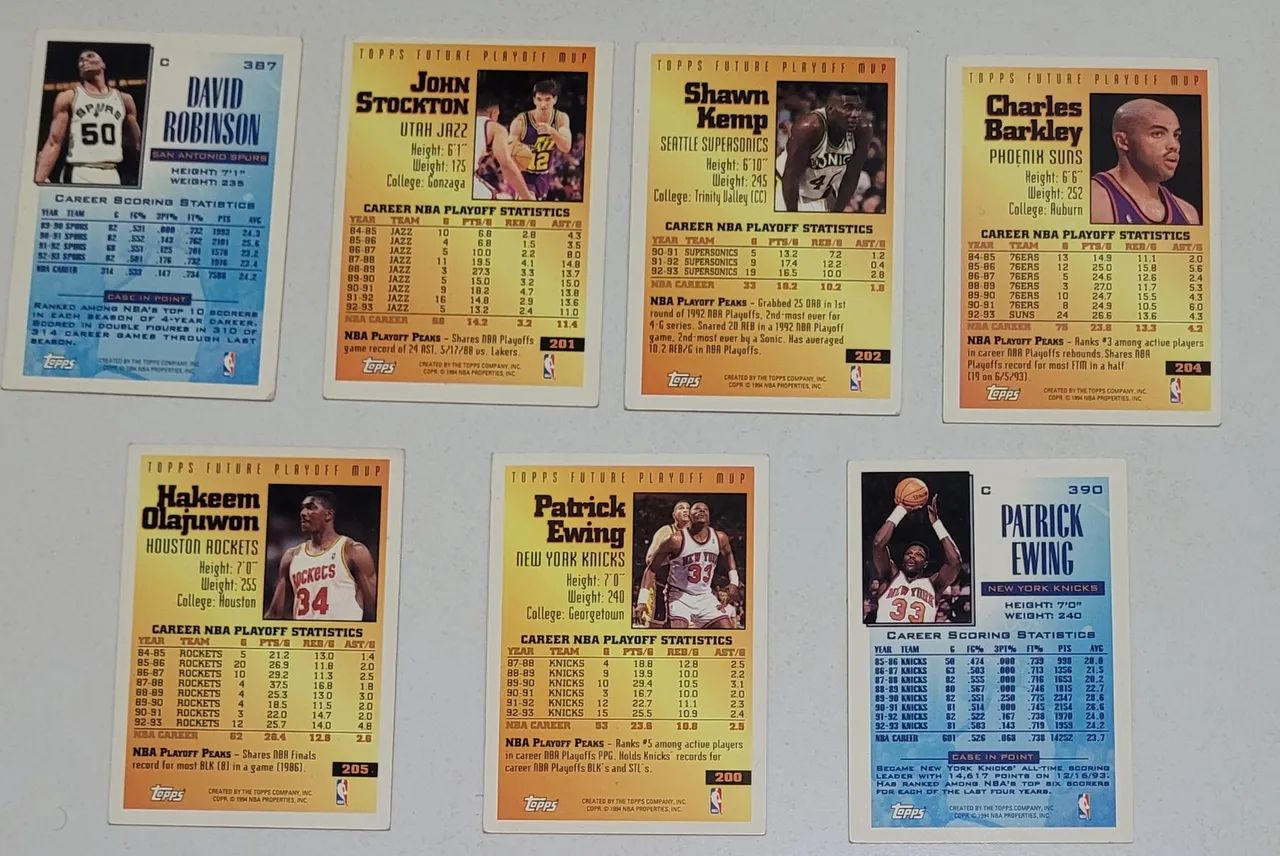 Lote com 7 cards NBA future playoff MVP Barkley Olajuwon Robinson Ewing Stockton Kemp - Foto 4