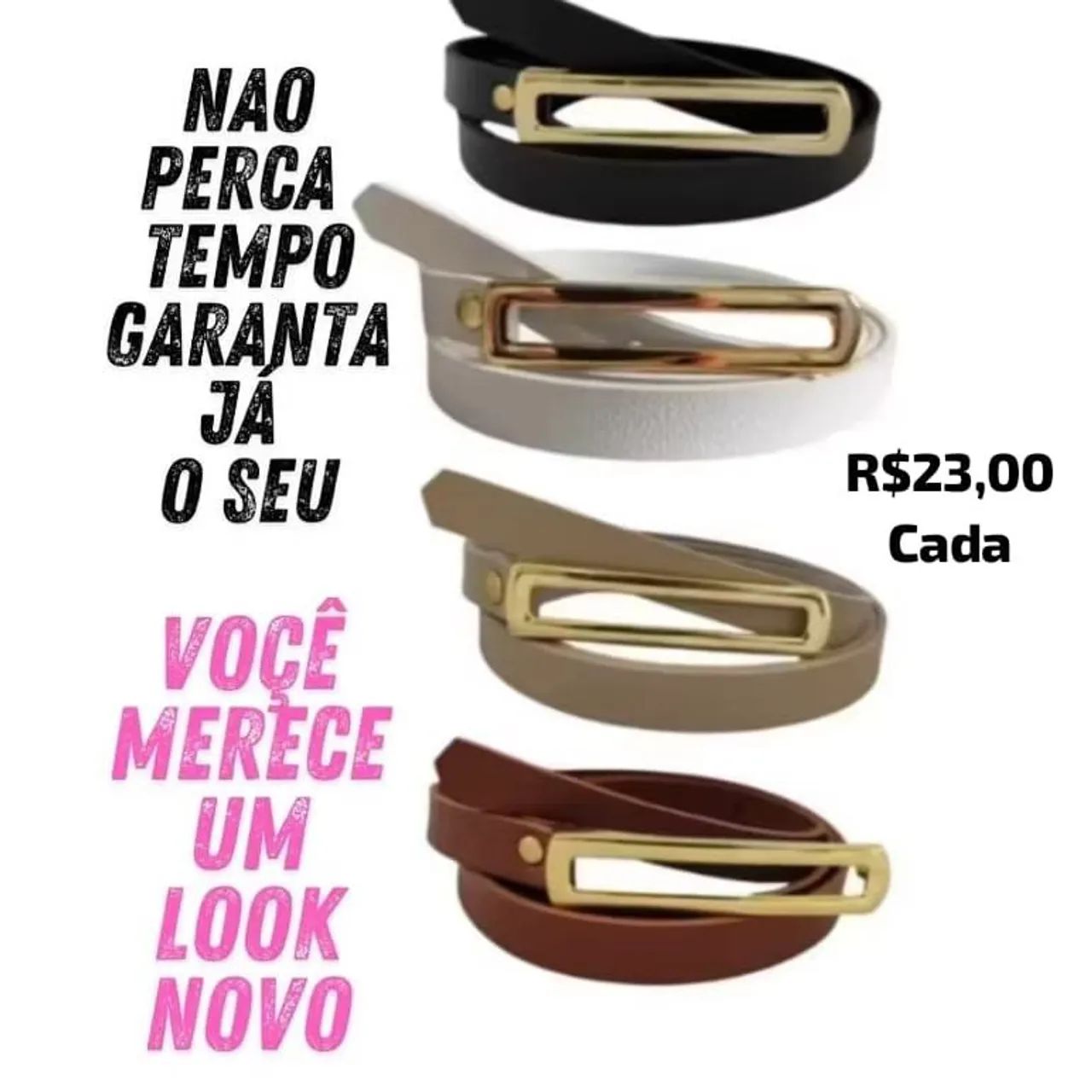 Cintos Femininos com Fivela Dourada - Diversas Cores - Foto 3