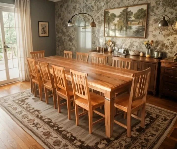 Mesa 270x90 com 10 cadeiras madeira demolição 