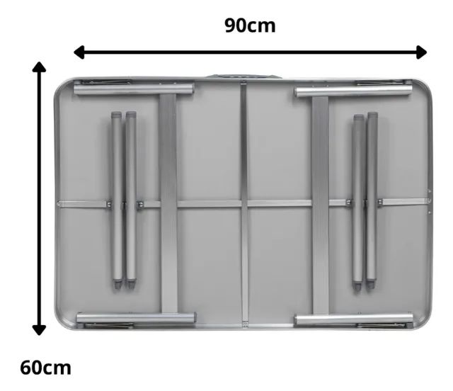  Mesa Alumínio Para Pescaria Acampamento Camping 90x60 cm vira maleta  - Foto 3