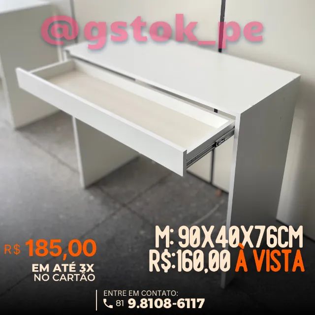 Escrivaninha Branca com Gaveta - Foto 2