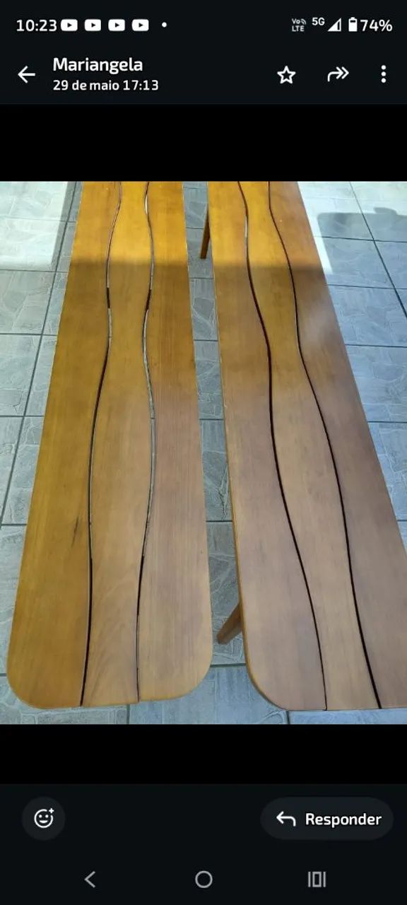 Bancos de madeira maciça. - Foto 2