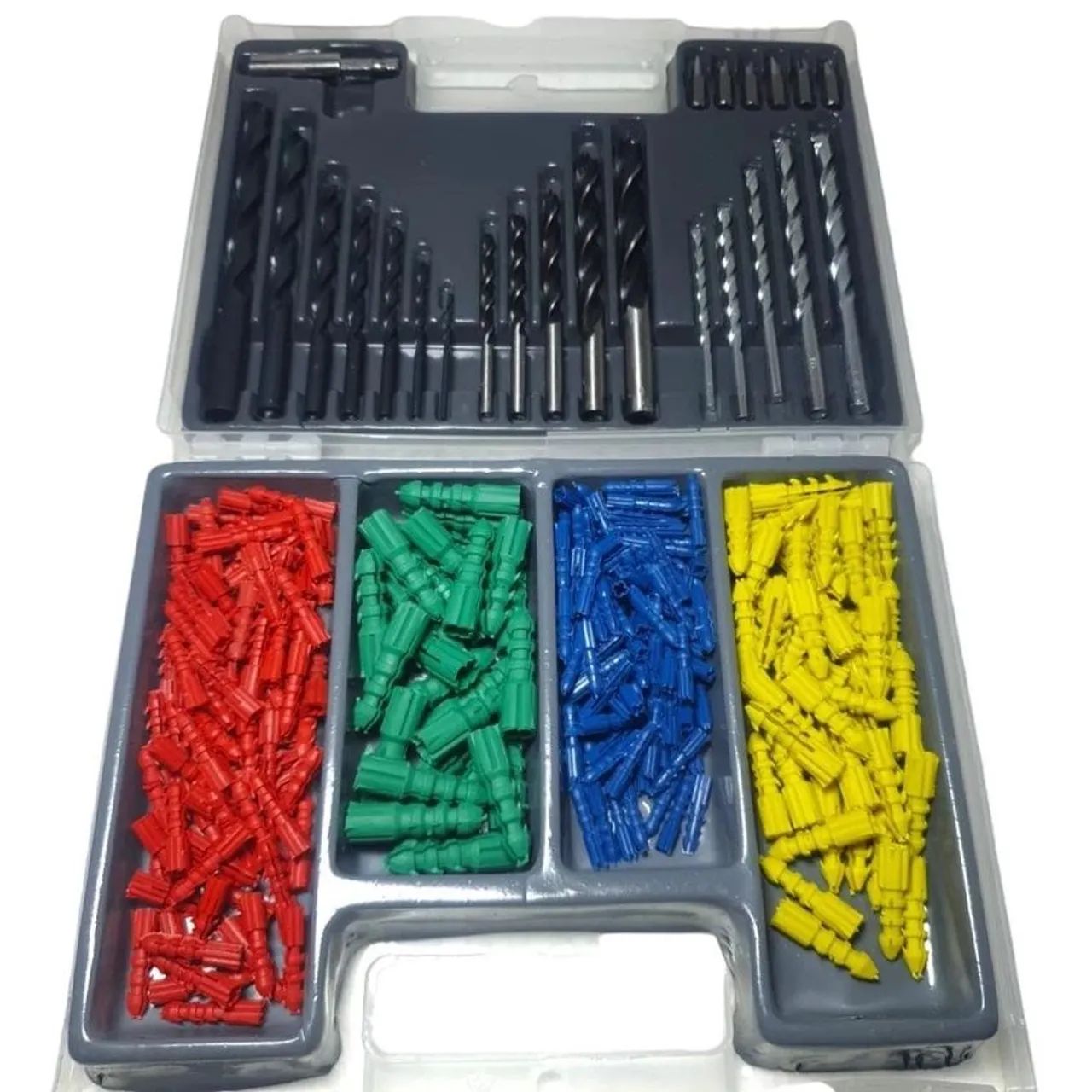 Jogo maleta 300 peças kit de Brocas e Buchas para Construção 1