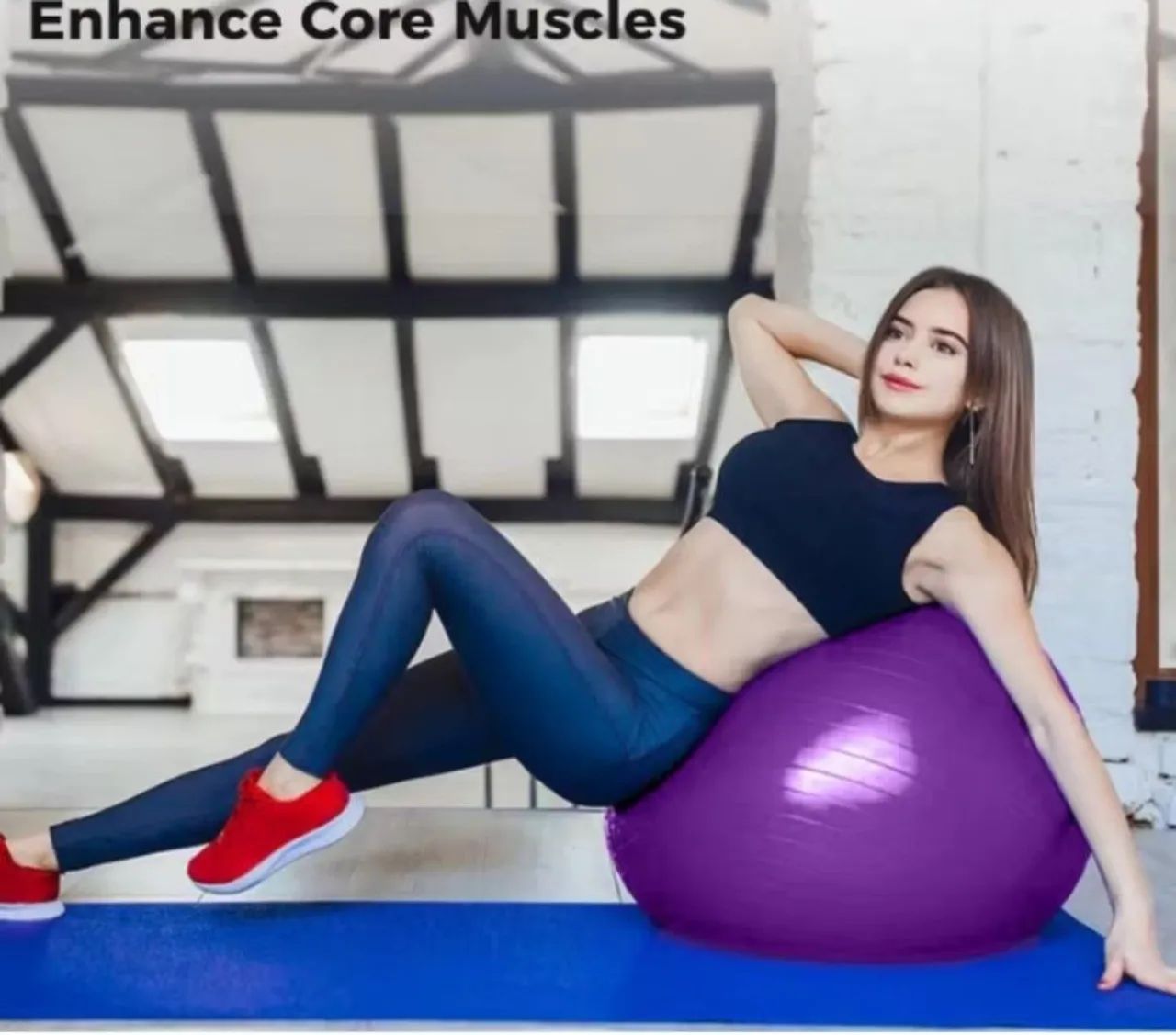 Bola Suíça 65cm com bomba Pilates yoga abdominais resistente  - Foto 2
