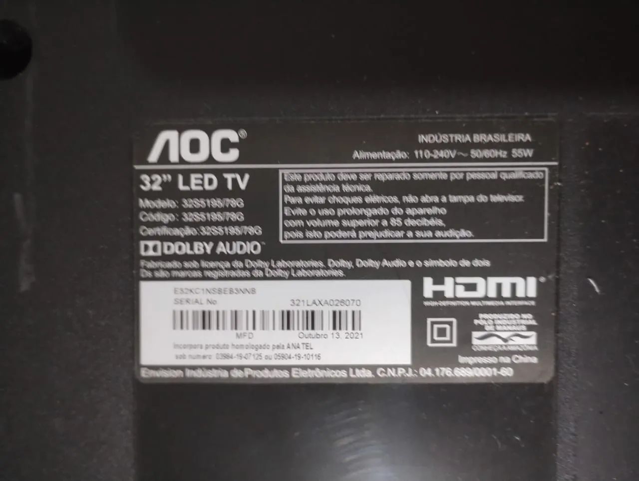 TV AOC 32 polegadas LED