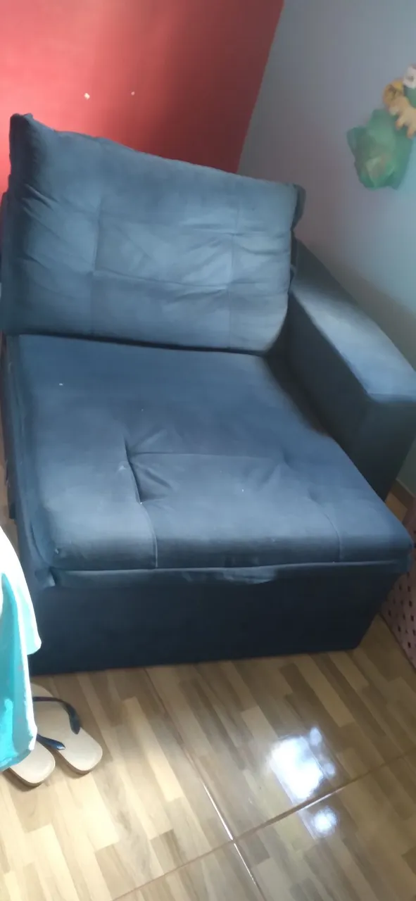 Vendo TV e um estofado retrátil