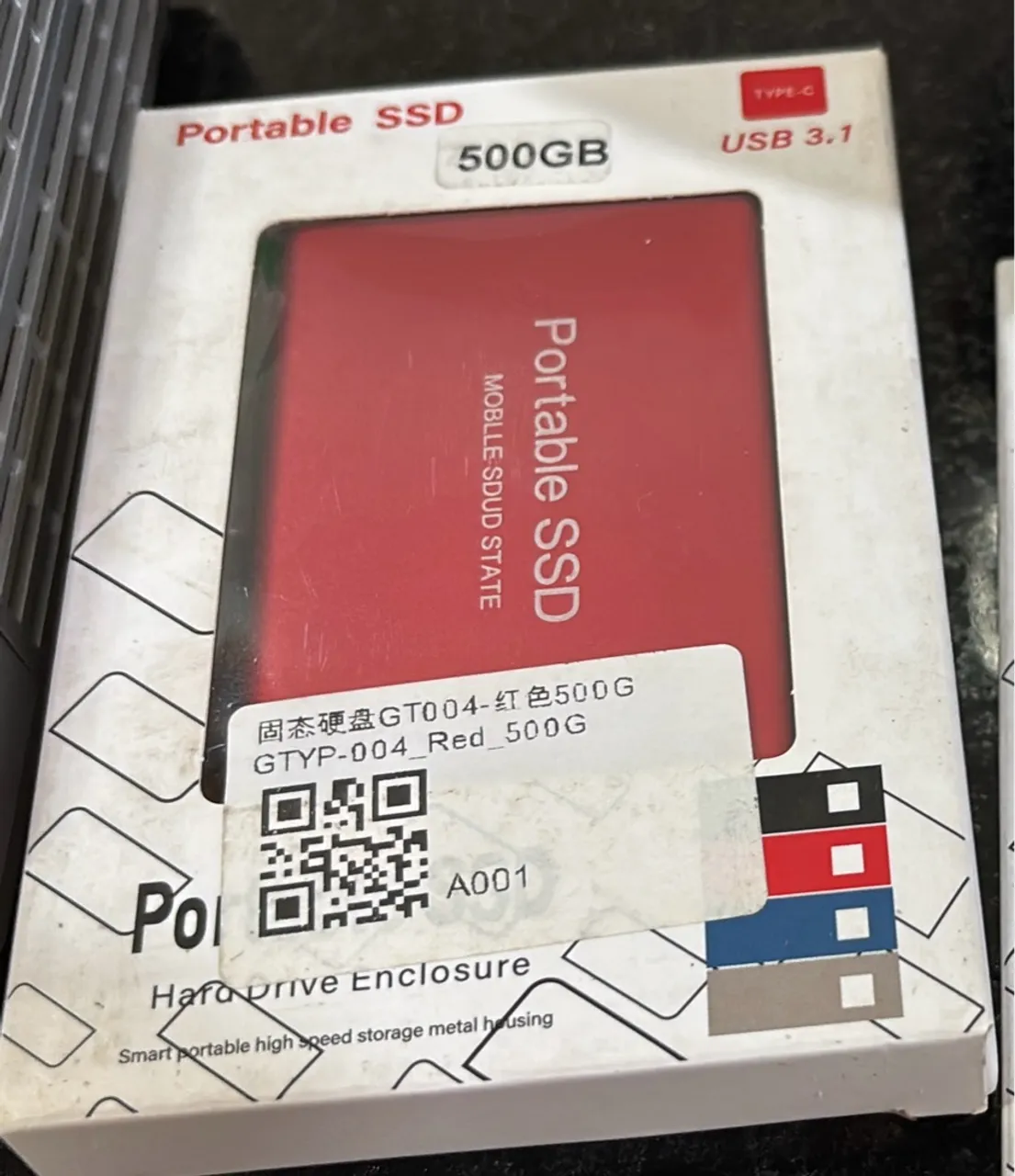 SSD externo com cabo USB de 500gb