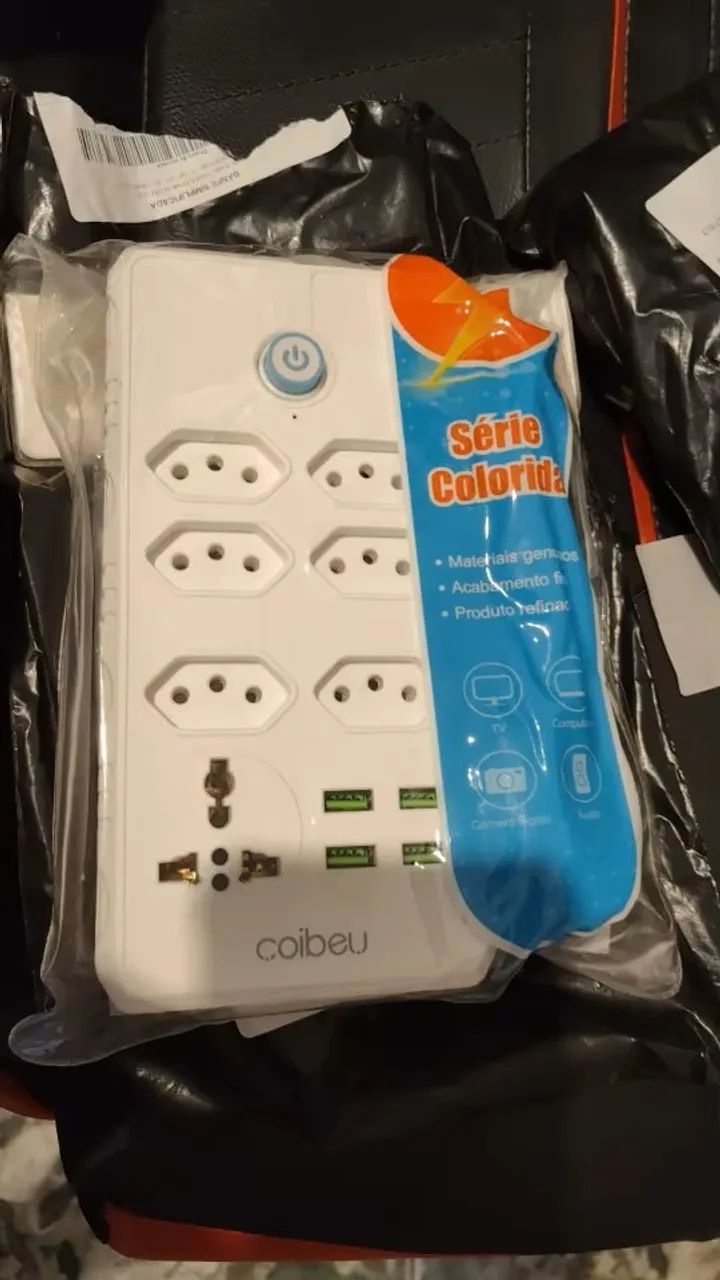 extensão tomada usb plug?filtro de linha para pc?extensão eletrica cor branco  lacrado - Foto 2