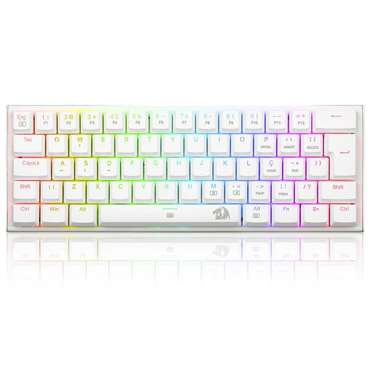 Teclado Gamer Mecanico Redragon Anivia Branco Rgb Switch Azul Abnt-2