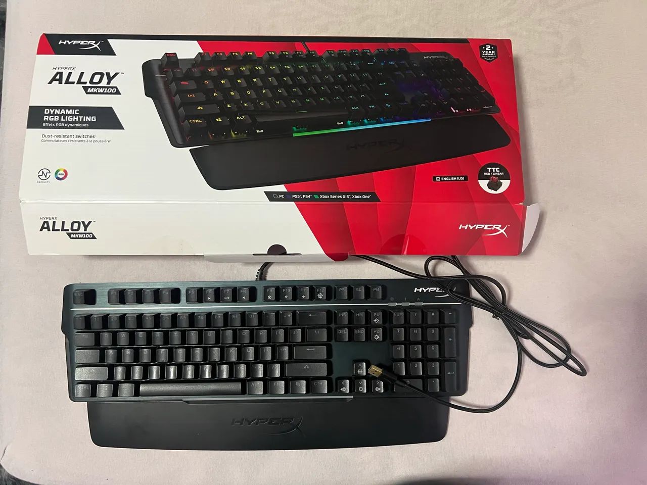 hyperx alloy mkw100 - mechnical gaming keyboard (us layout), modelo: 4p5e1aa#aba, preto - Foto 3