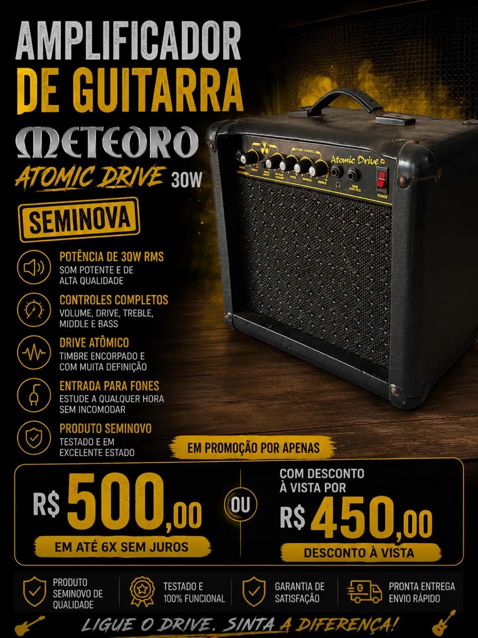 Caixa Meteoro Atomic Drive guitarra com drive distocion