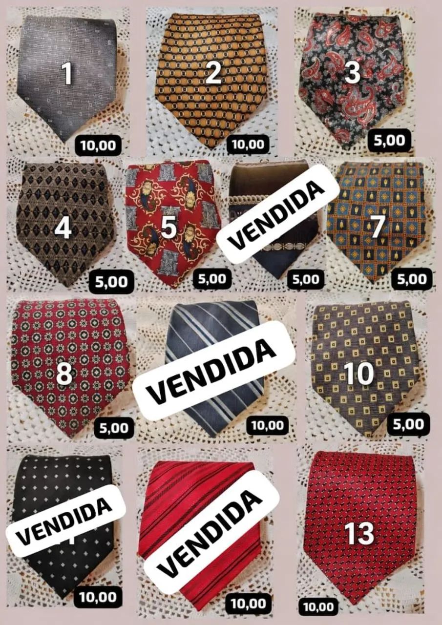 Gravatas novas e usadas duas por 20 e ganha 1 de brinde