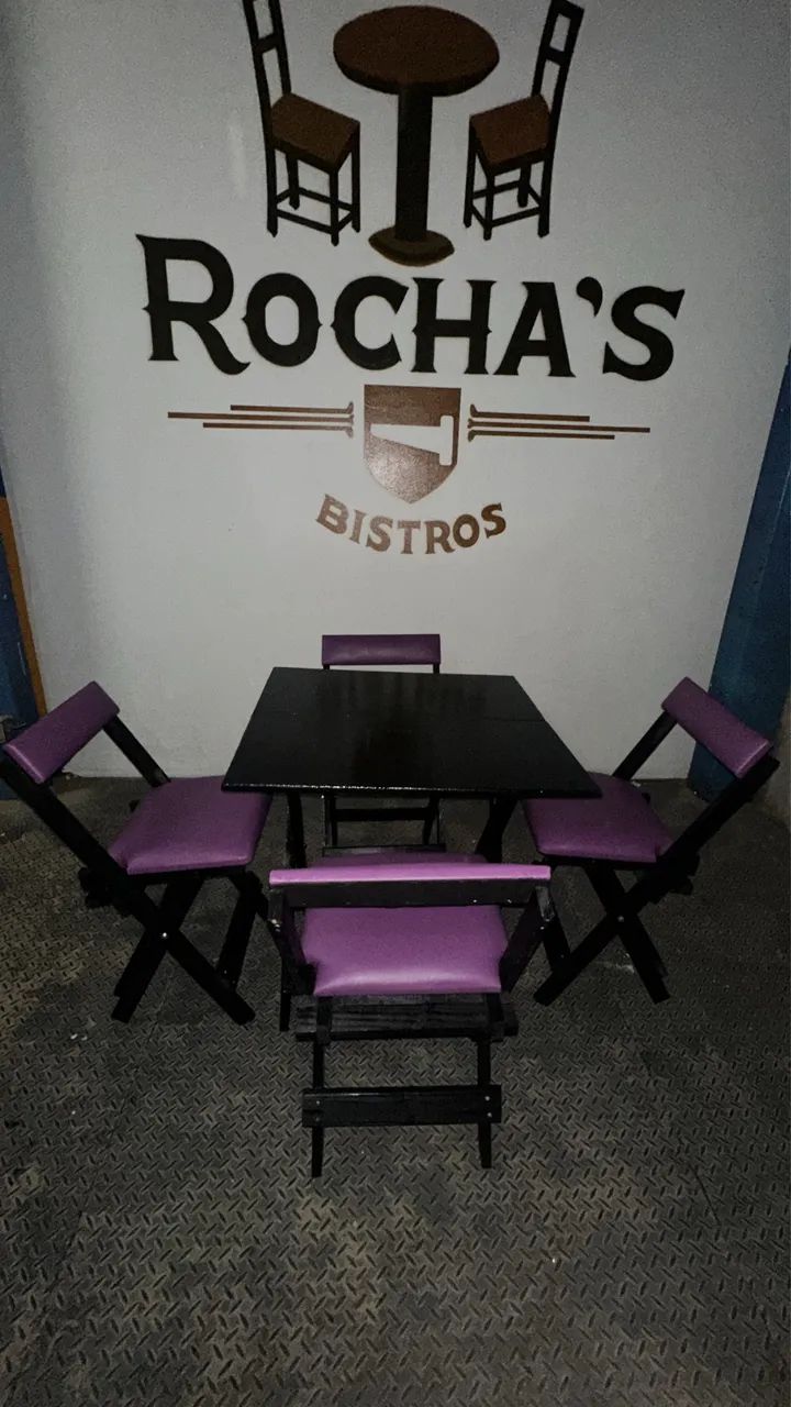 Kit mesa + 4 cadeiras estofadas dobráveis  - Foto 2