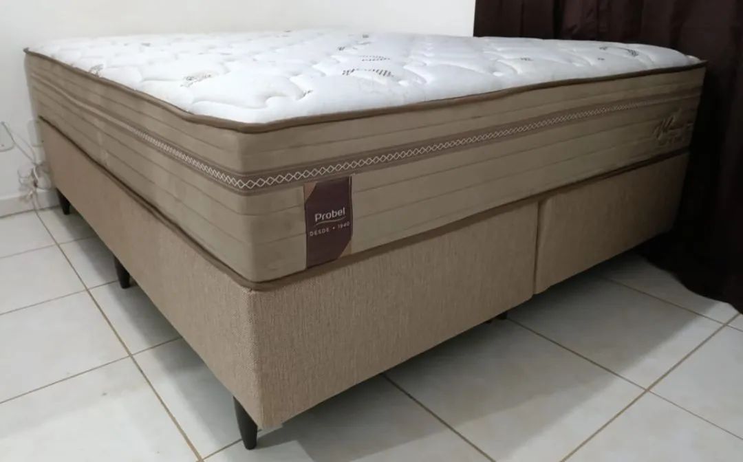 Cama box probeeel Queen size tecido linho na base 