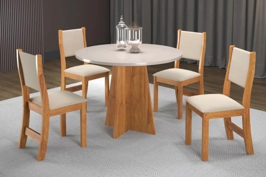 Conjunto sala de jantar NOVO - mesa redonda com 4 cadeiras