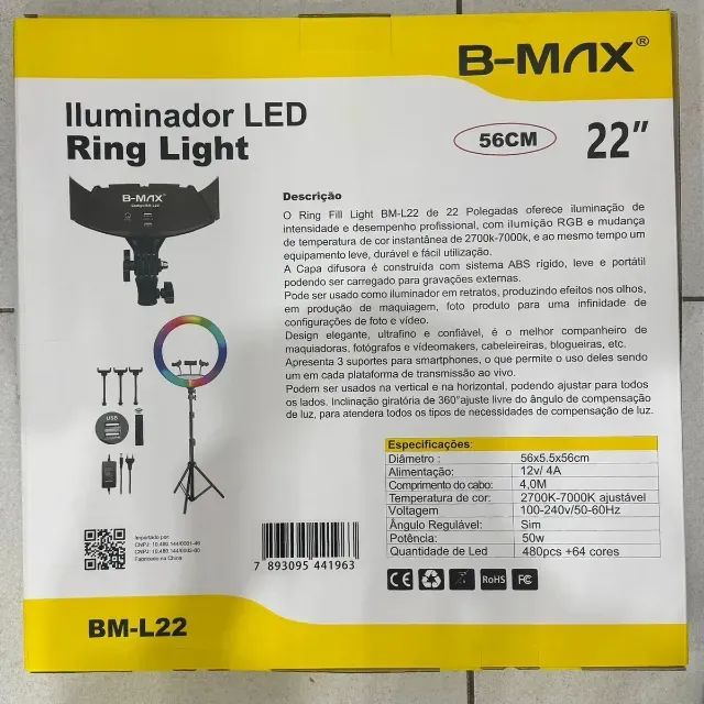 Ring Light RGB 18 Polegadas com Controle Remoto e 3 Suportes para Celular - Foto 3