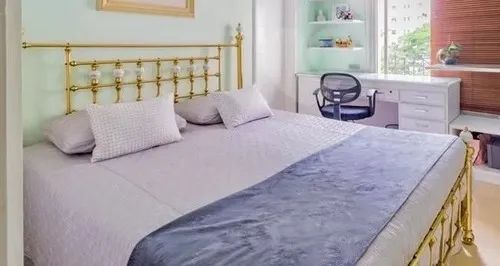 Cama Queen Casal Ferro Dourado Estilo Clássico Vintage