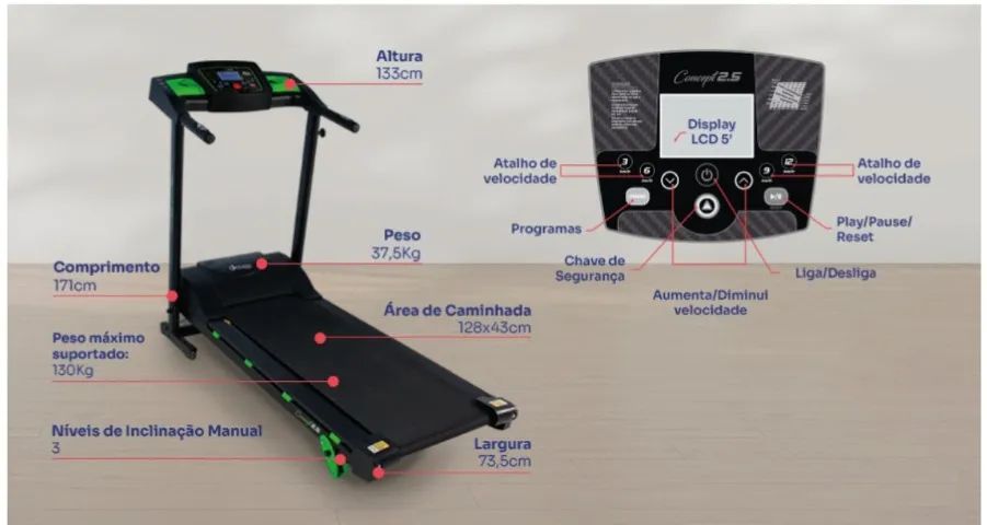 Dream Fitness Esteira Eletrônica Concept 2.5 Bivolt - Foto 5