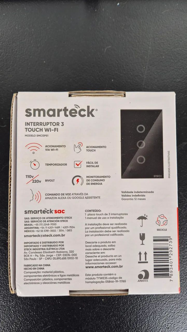 Interruptor Inteligente 2 Teclas Steck - Compatível com Alexa - Foto 2