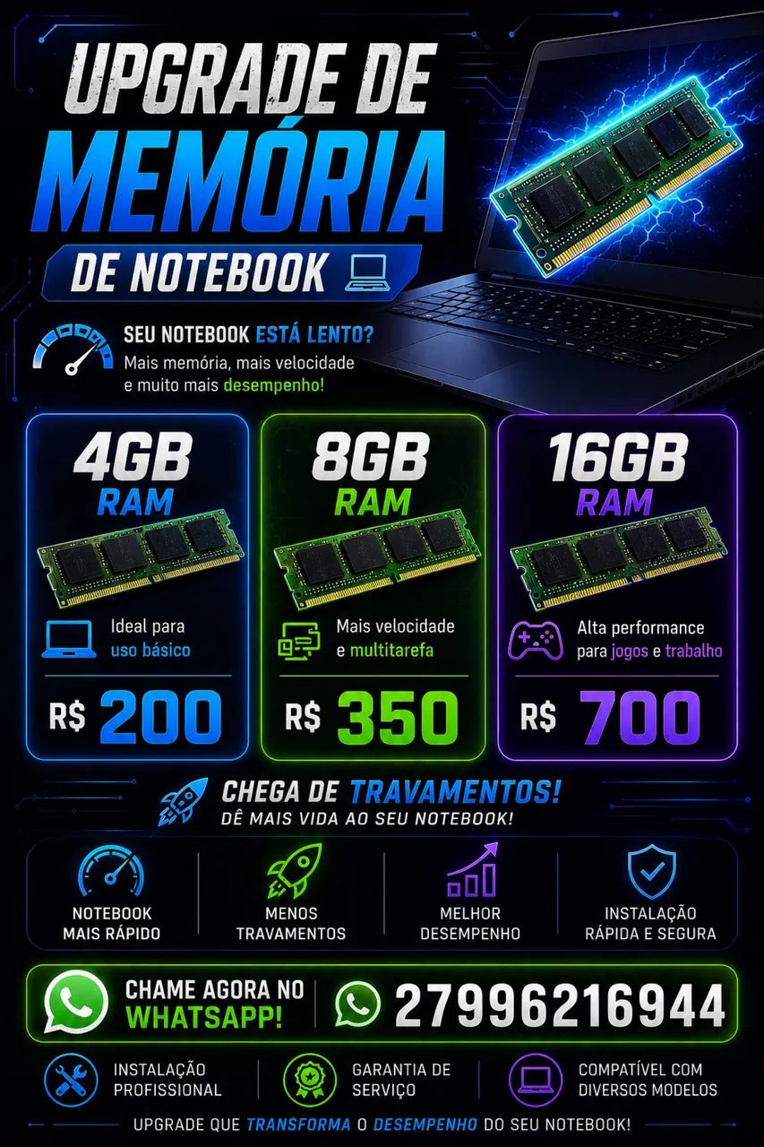 MEMÓRIAS - 16GB RAM, 8GB RAM, 4GB RAM - INCLUSO INSTALAÇÃO, TEMOS SSD TAMBÉM - Foto 4